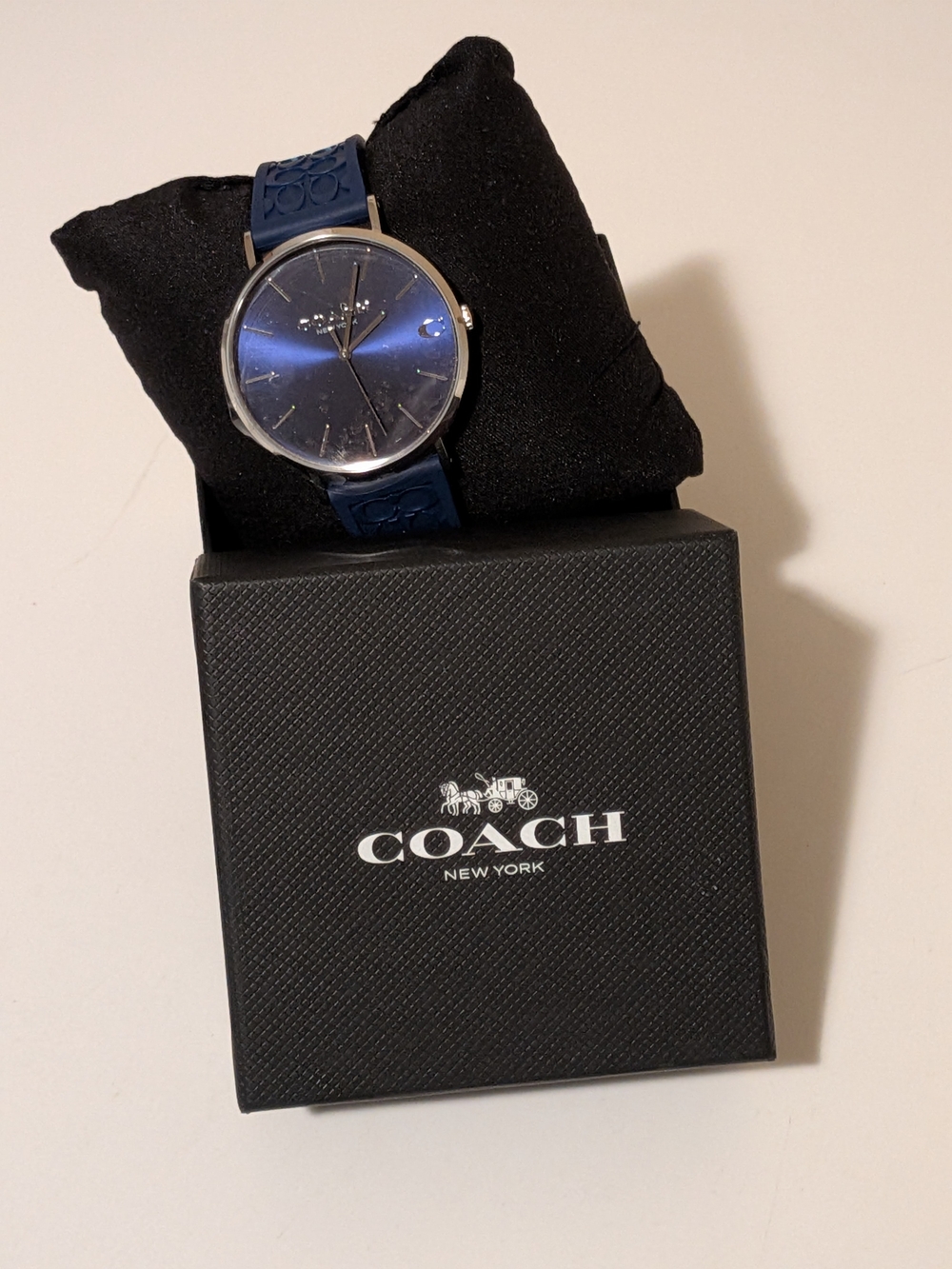 Coach Men’s Blue Dial Watch with Blue Silicone Strap